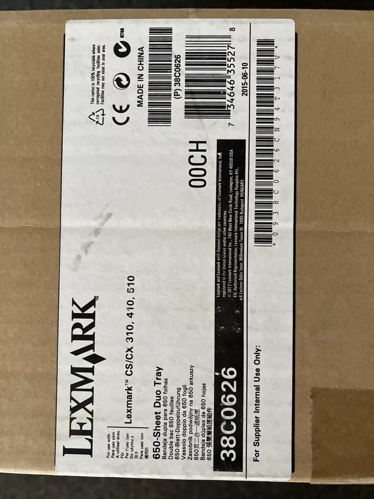 Lexmark 38C0626 tray/feeder 650 sheets
