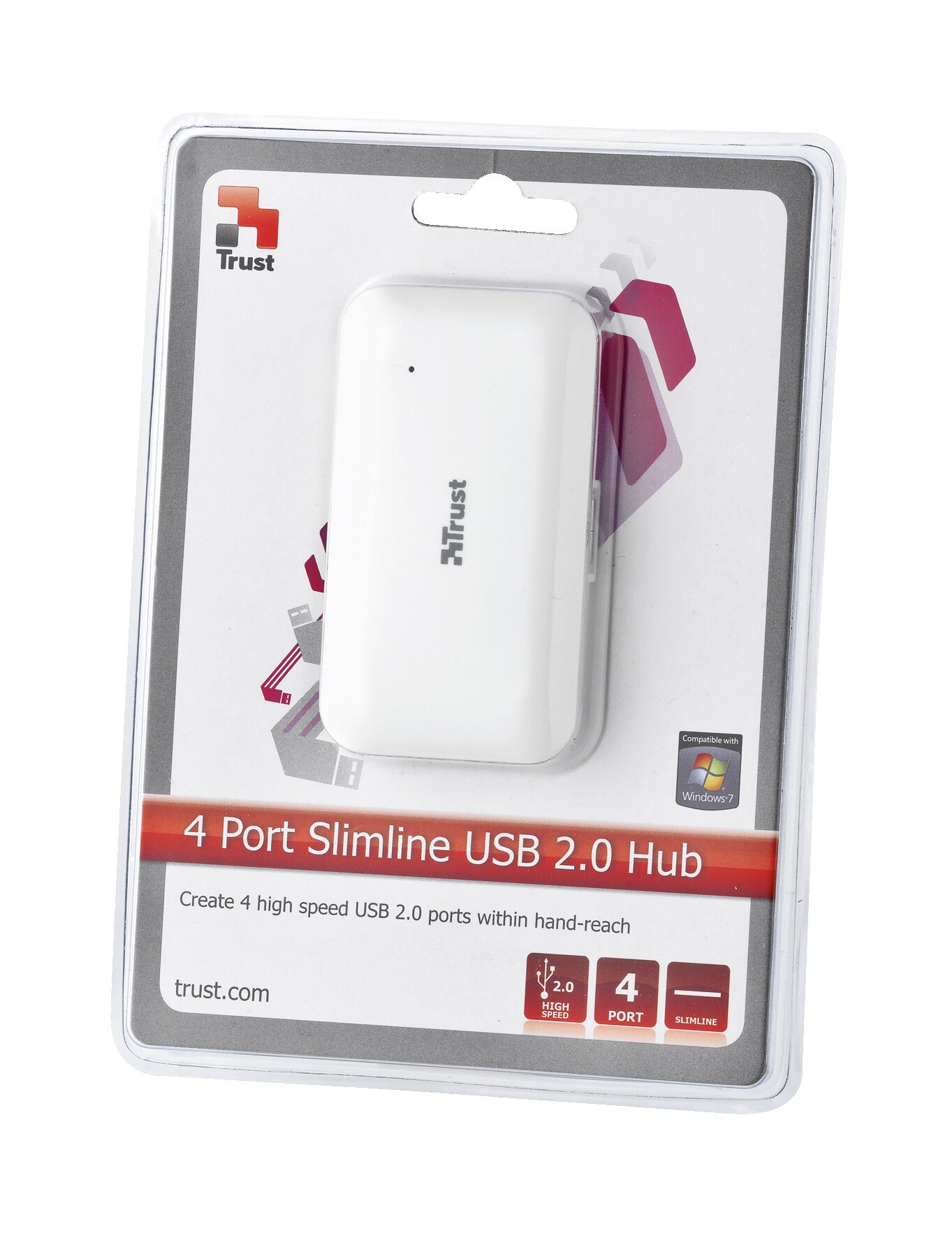 Trust 4 Port Slimline USB 2.0 Hub 480 Mbit/s White