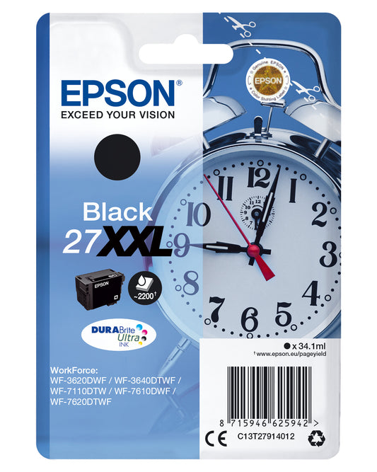 Epson Alarm clock Singlepack Black 27XXL DURABrite Ultra Ink