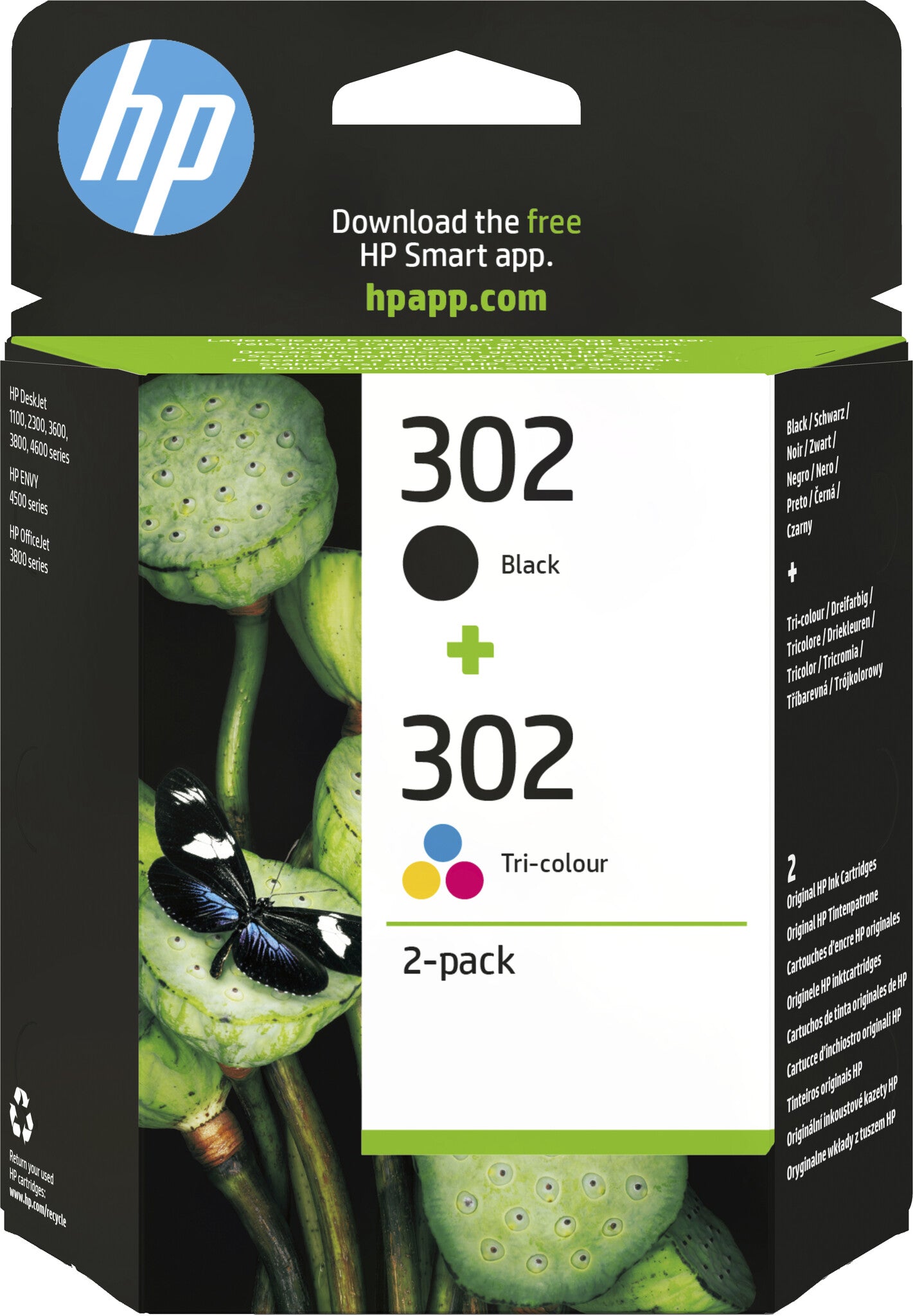 HP 302 2-pack Black/Tri-color Original Ink Cartridges