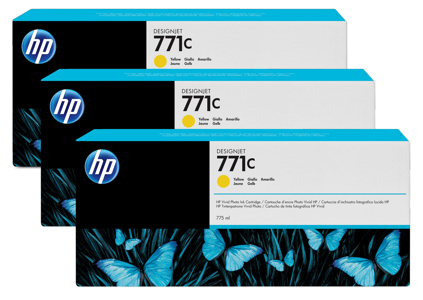 HP 771C 3-pack 775-ml Yellow DesignJet Ink Cartridges