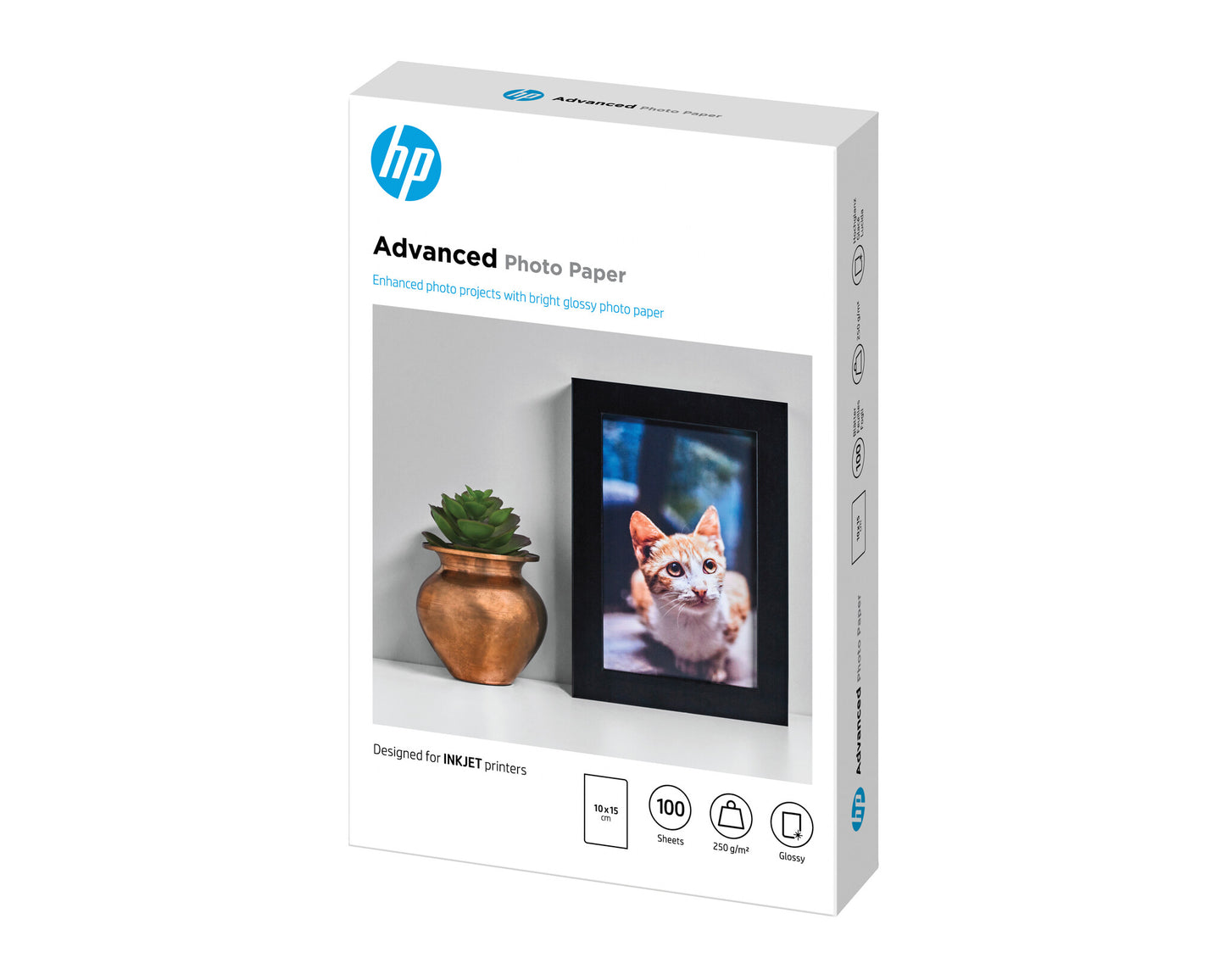 HP Advanced Photo Paper, Glossy, 250 g/m2, 10 x 15 cm (101 x 152 mm), 100 sheets
