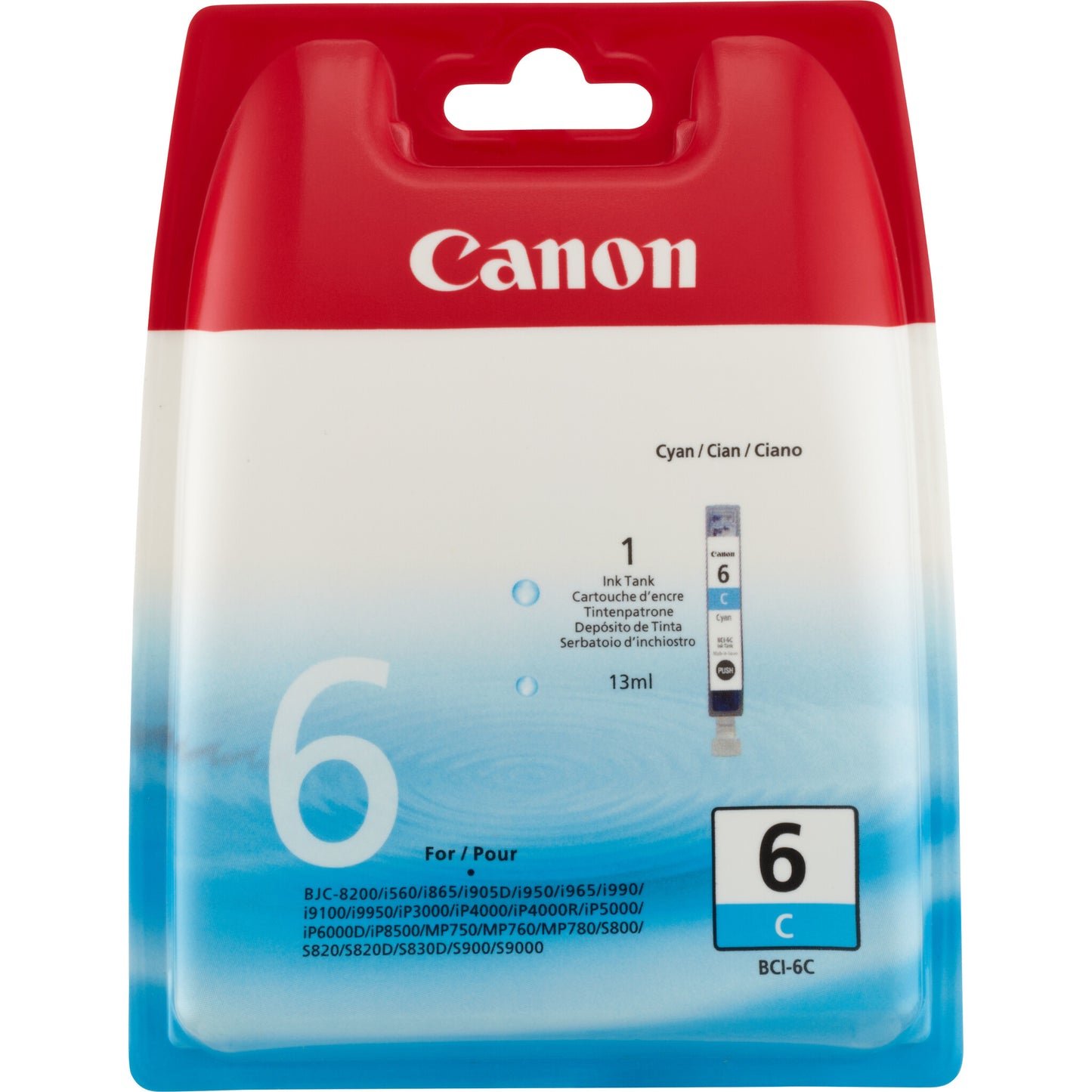 Canon BCI-6C Cyan Ink Cartridge, Page Yield 550 pages