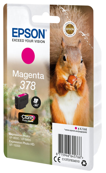 Epson Squirrel Singlepack Magenta 378 Claria Photo HD Ink