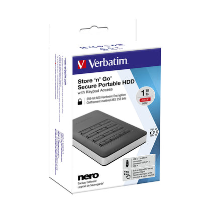 Verbatim Store 'n' Go Secure Portable HDD with Keypad Access 2TB