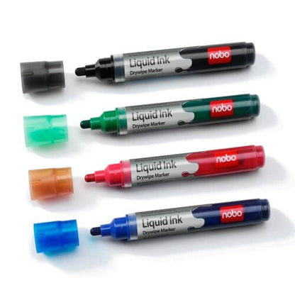 Nobo Liquid Ink Whiteboard Pens Bullet Tip 6 Pack