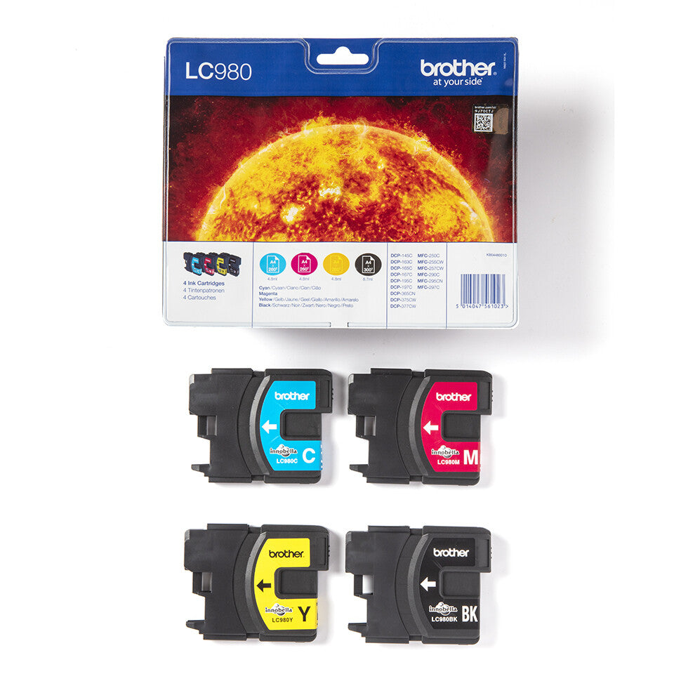 Brother LC980VALBP ink cartridge 4 pc(s) Original Black, Cyan, Magenta, Yellow