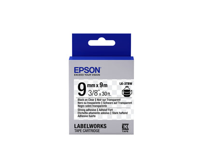 Epson Label Cartridge Strong Adhesive LK-3TBW Black/Clear 9mm (9m)