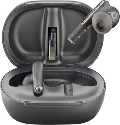 POLY Voyager Free 60+ UC M Carbon Black Earbuds +BT700 USB-C Adapter +Touchscreen Charge Case