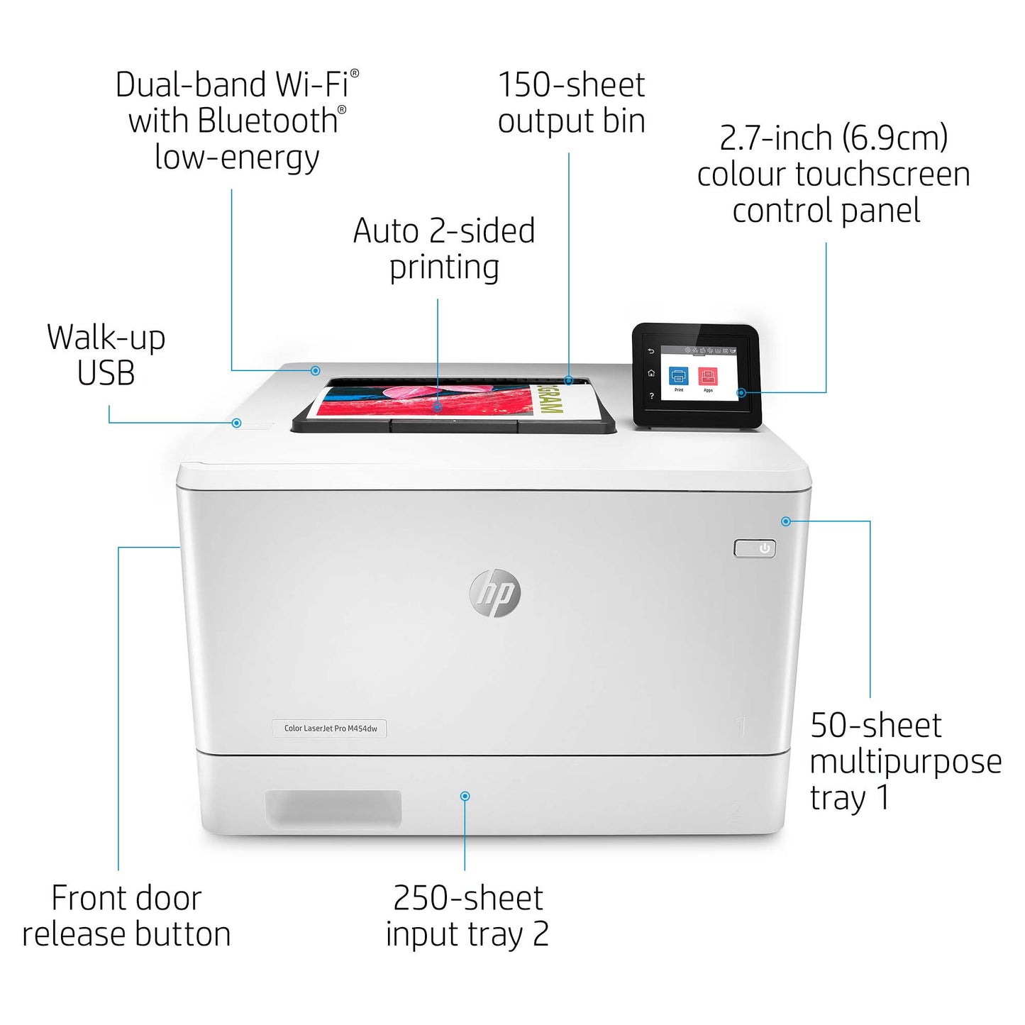 HP LaserJet Pro M454dw Wireless Color Printer, Duplex