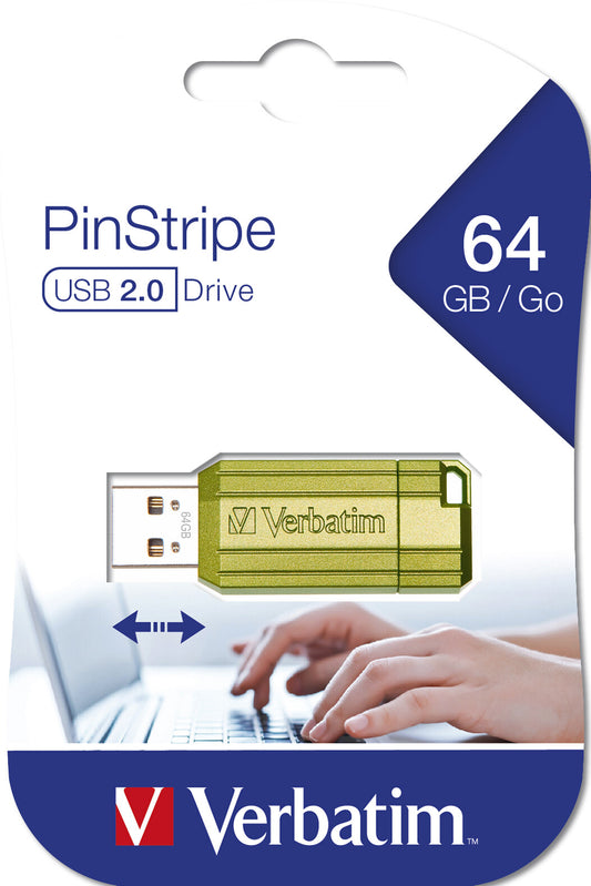 Verbatim Store n Go Pinstripe USB 2.0 Eucalyptus Green 64GB - USB-Stick - 64 GB USB flash drive USB Type-A Blue