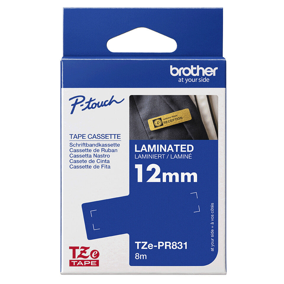 Brother TZE-PR831 label-making tape Black on gold