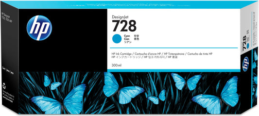 HP 728 300-ml Cyan DesignJet Ink Cartridge