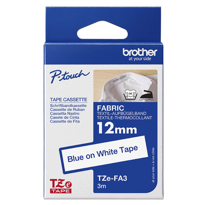 Brother TZE-FA3 label-making tape Blue on white