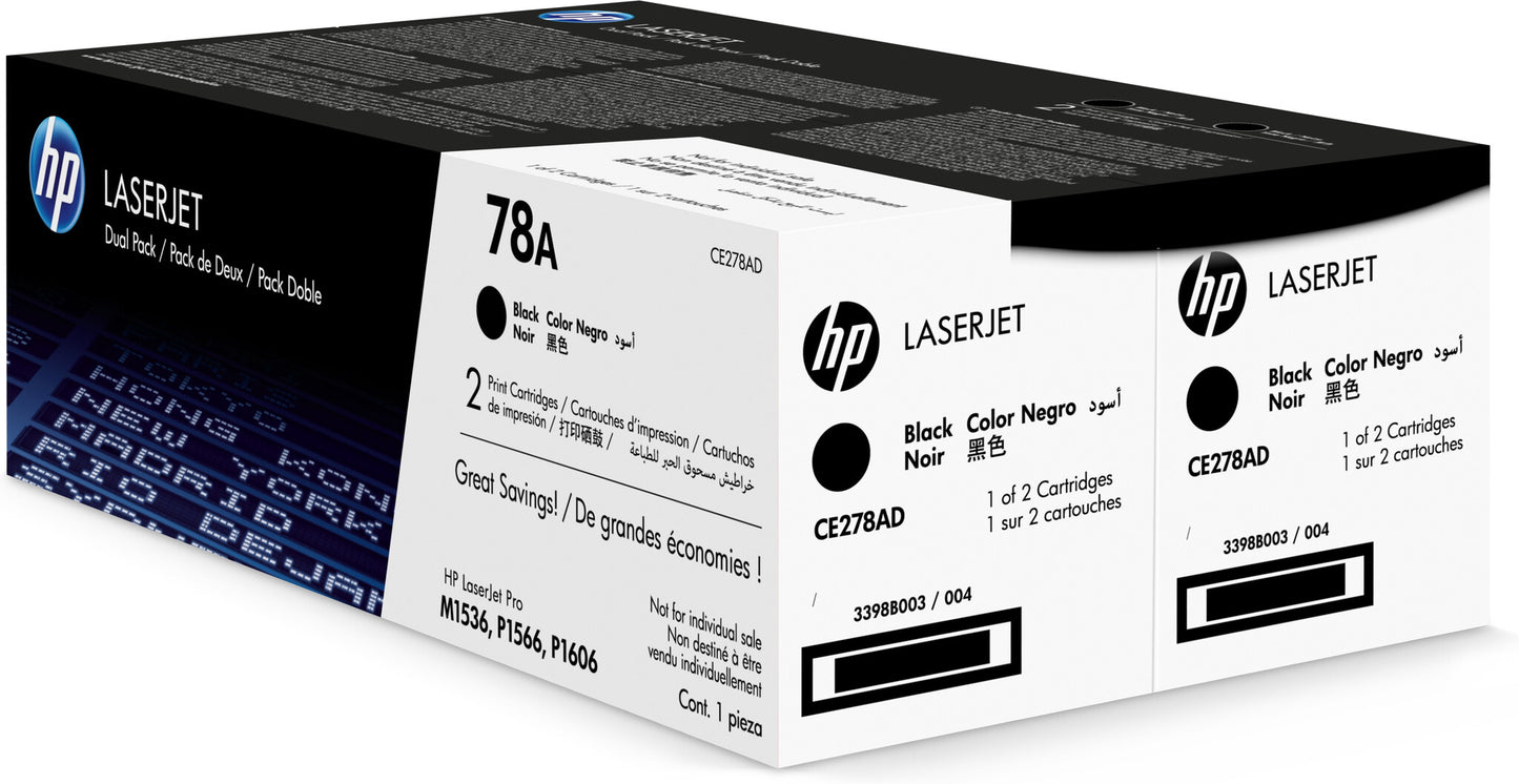 HP 78A 2-pack Black Original LaserJet Toner Cartridges