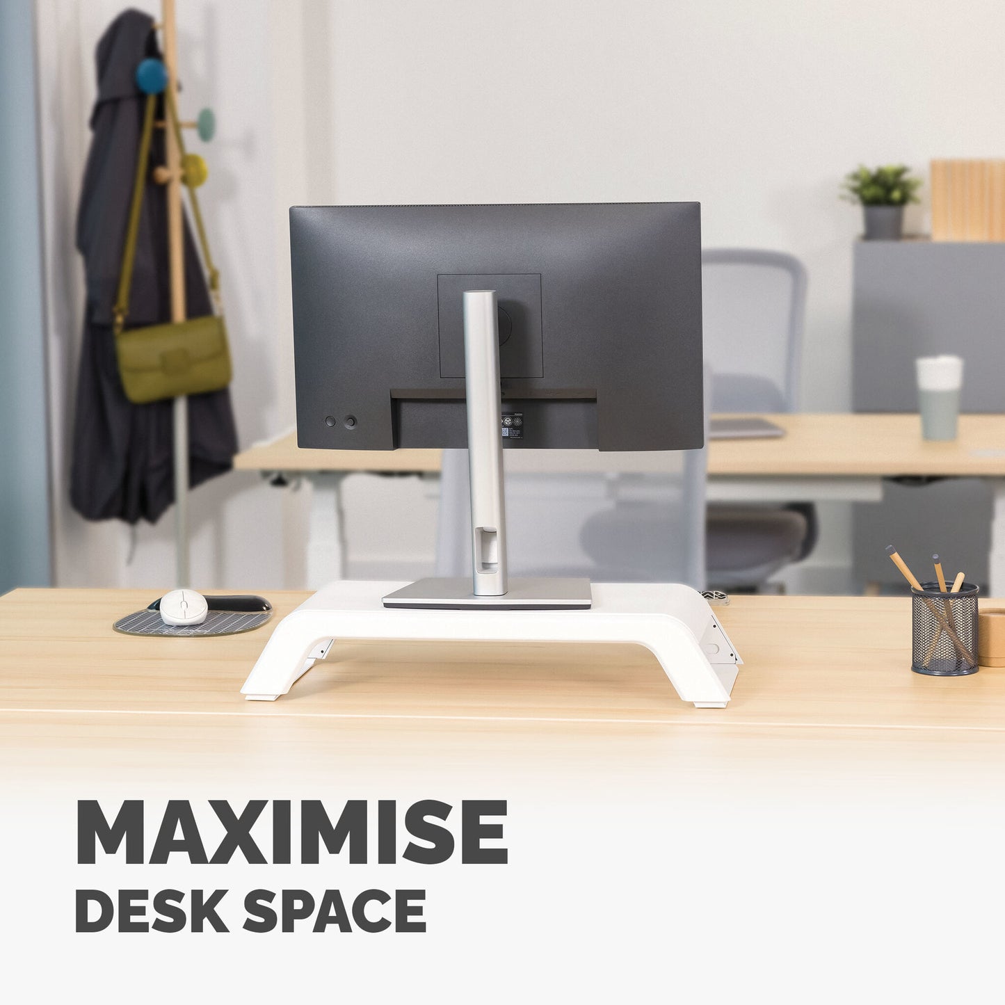 Fellowes Computer Monitor Stand with 3 Height Adjustments - Hana LT Monitor Riser - Ergonomic Adjustable Monitor Stand for Computers - Max Weight 22.6KG - White
