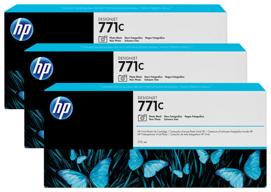 HP 771C 3-pack 775-ml Photo Black DesignJet Ink Cartridges