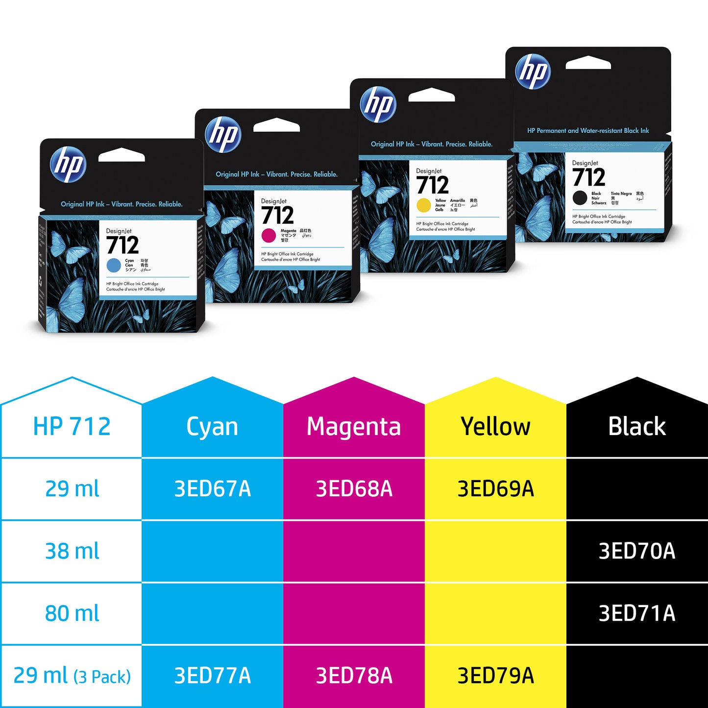 HP 712 29-ml Yellow DesignJet Ink Cartridge