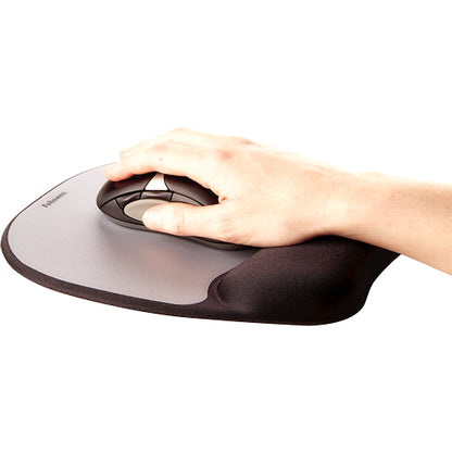 Fellowes Mouse Mat Wrist Support - Memory Foam Mouse Pad with Soft Foam Pillow - Ergonomic Mouse Mat for Computer, Laptop, Home Office Use - Compatible with Laser and Optical Mice - Silver
