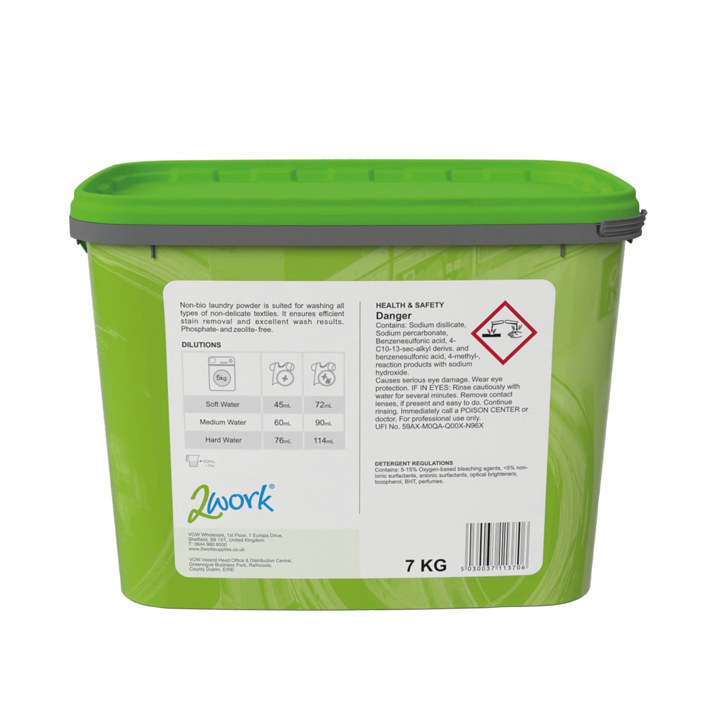 2Work Washing Powder Non Bio 7kg 2W11370