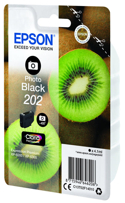 Epson Kiwi Singlepack Photo Black 202 Claria Premium Ink