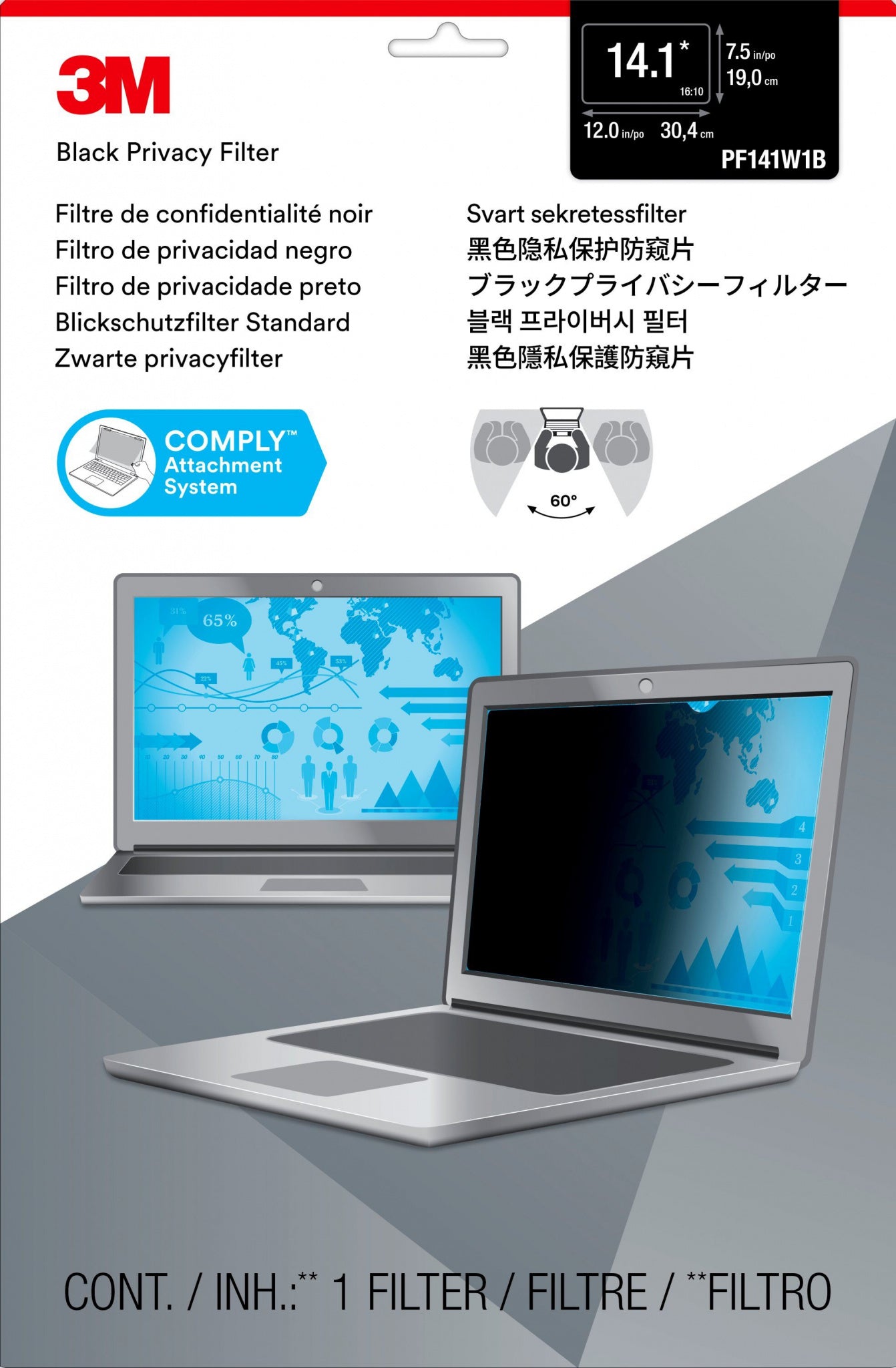 3M Privacy Filter for 14.1" Widescreen Laptop (16:10)