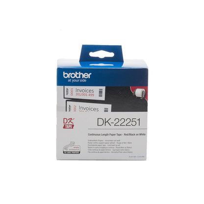 Brother DK-22251 label-making tape Black and red on white