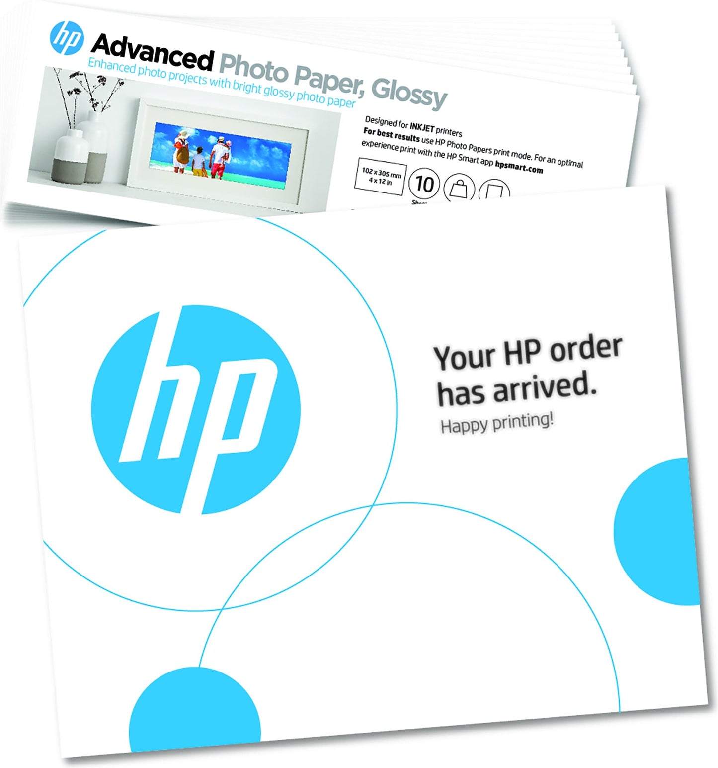 HP Advanced Photo Paper, Glossy, 65 lb, 4 x 12 in. (101 x 305 mm), 10 sheets