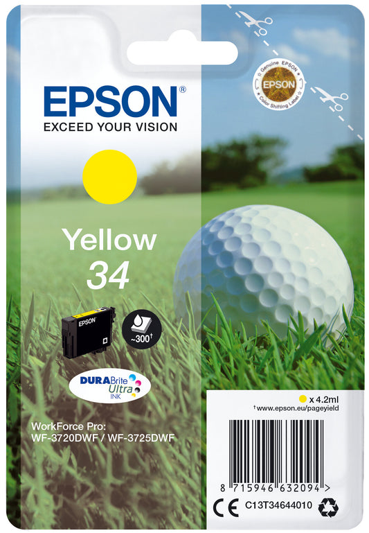 Epson Golf ball Singlepack Yellow 34 DURABrite Ultra Ink