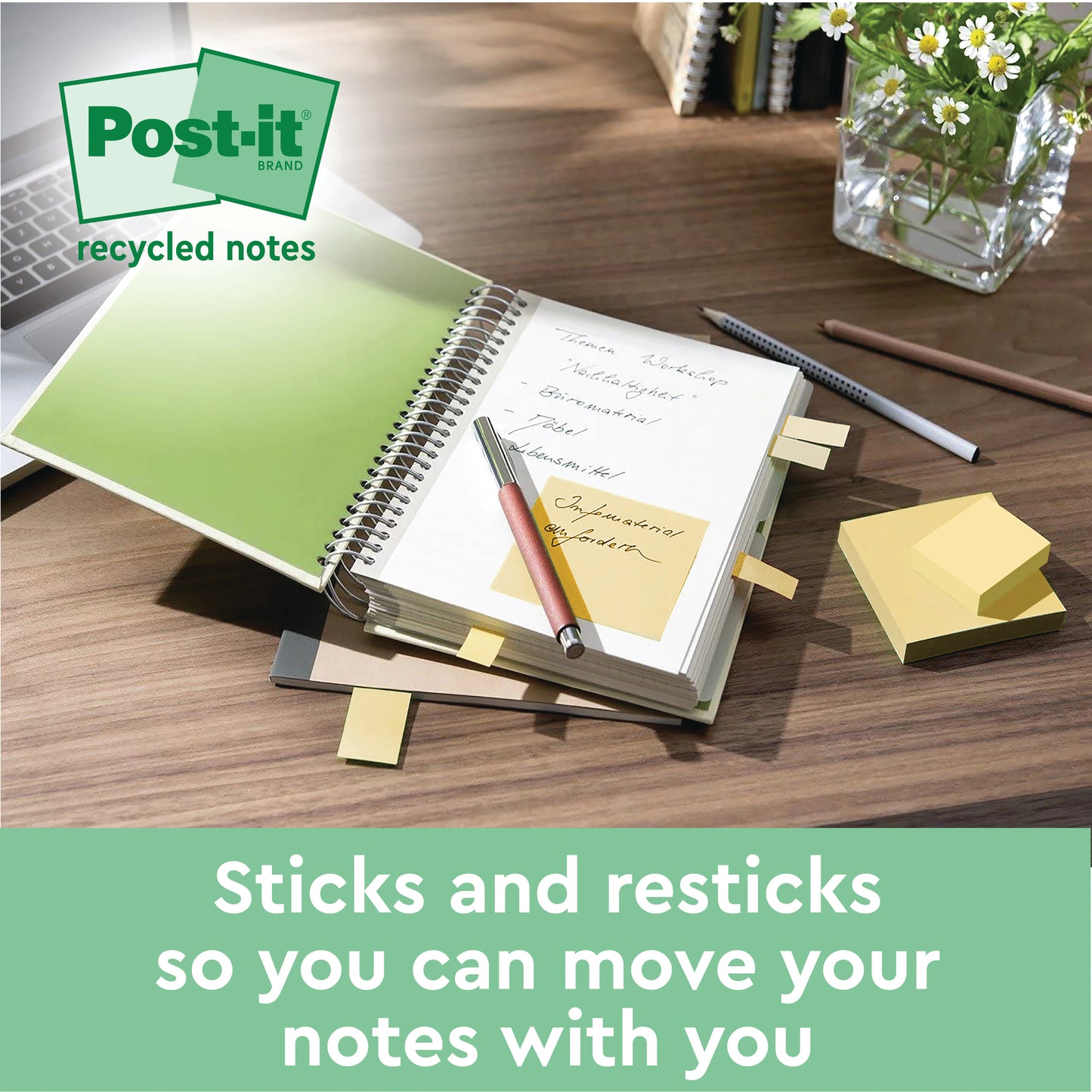 Post-it Super Sticky Recycled 47.6x47.6mm Yellow (Pack of 12) 622RSS12CY