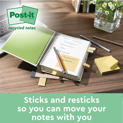 Post-it Super Sticky Recycled 76x76mm Yellow (Pack of 12) 654 RSS12CY