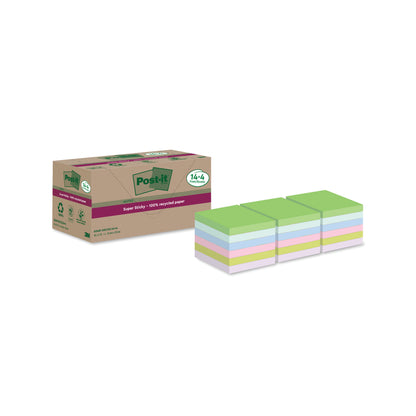 Post-it Super Sticky Recycled 76x76 Assorted (Pack of 18) 654RSSCOL14+4F