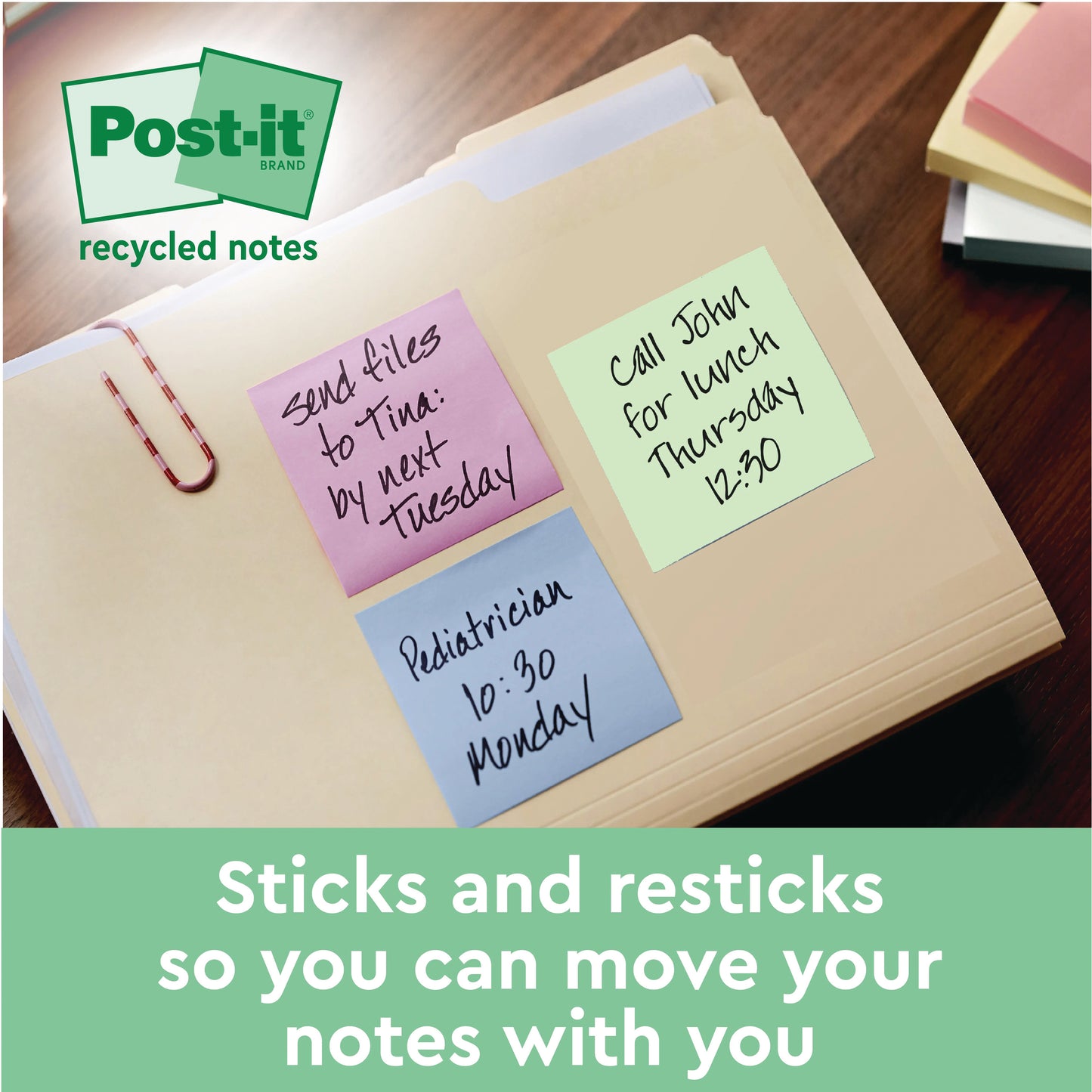 Post-it Super Sticky Recycled 76x76 Assorted (Pack of 18) 654RSSCOL14+4F