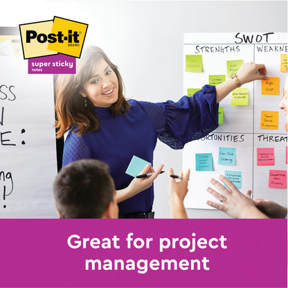 Post-it Super Sticky Notes 76x76mm 90 Sheets Cosmic 8 + 4 FREE (Pack of 12) 654-SSCOS-P8+4