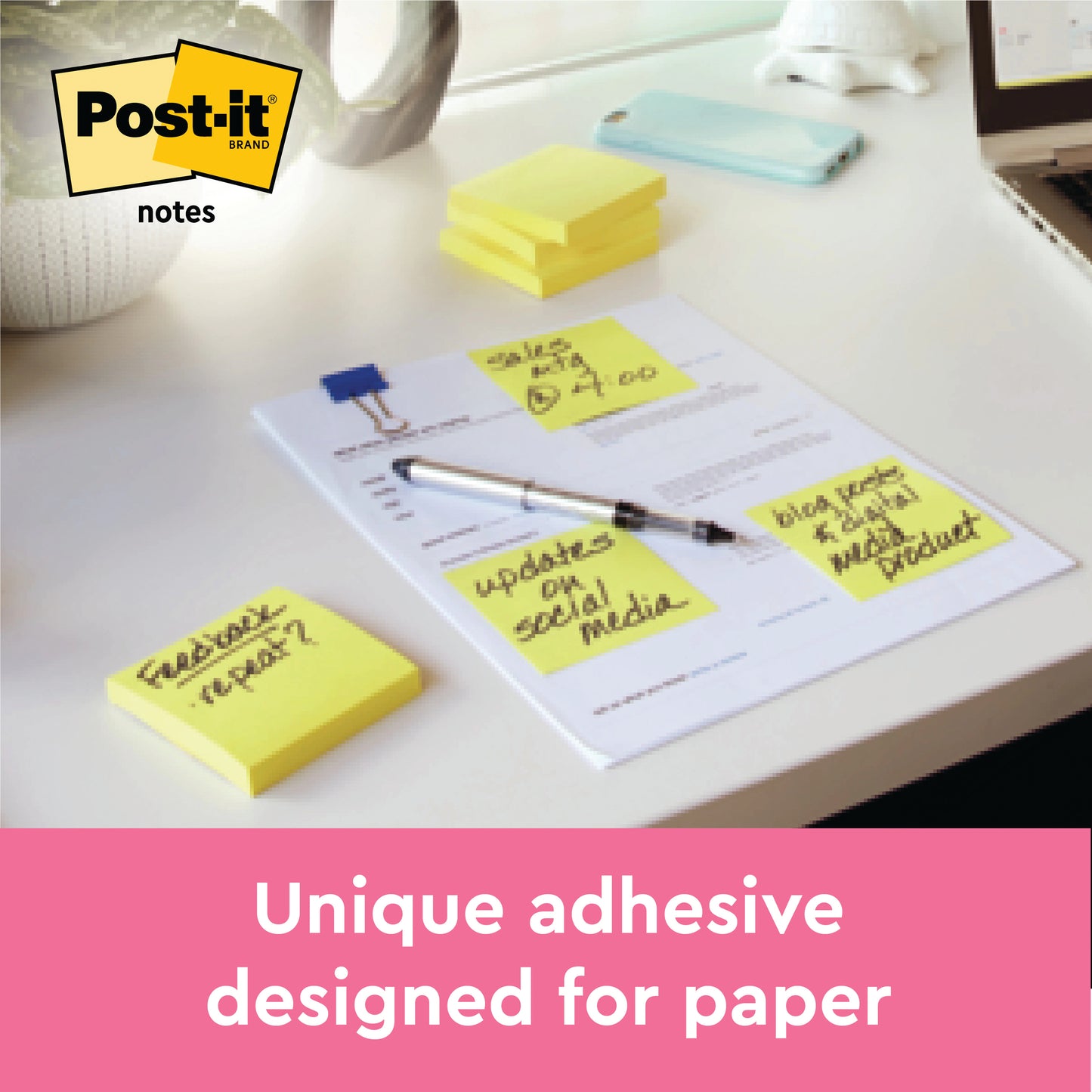 Post-it Notes 76x76mm 100 Sheets Canary Yellow (Pack of 12) 654-CY