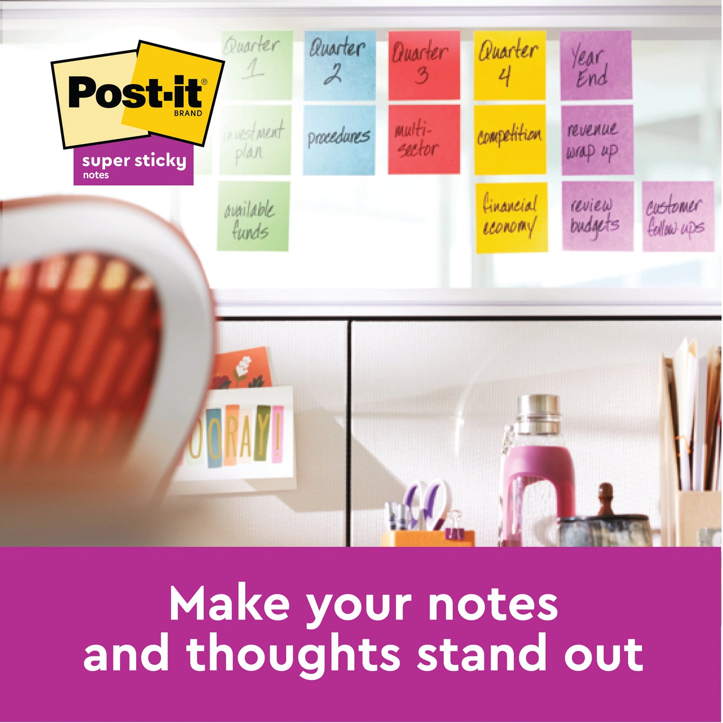Post-it Super Sticky Notes 76x76mm 90 Sheets Assorted (Pack of 12) 654-12SS-UC