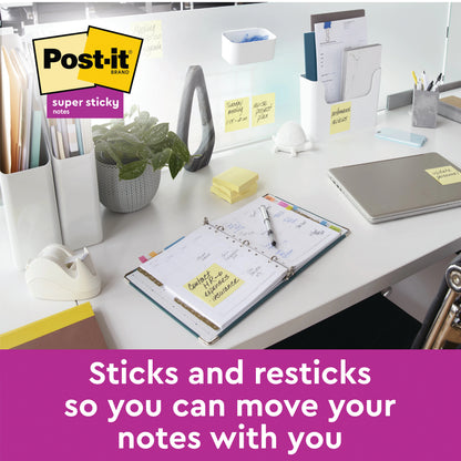 Post-it Super Sticky 76x76mm 90 Sheets Canary Yellow (Pack of 12) 654-SSCY-P8+4
