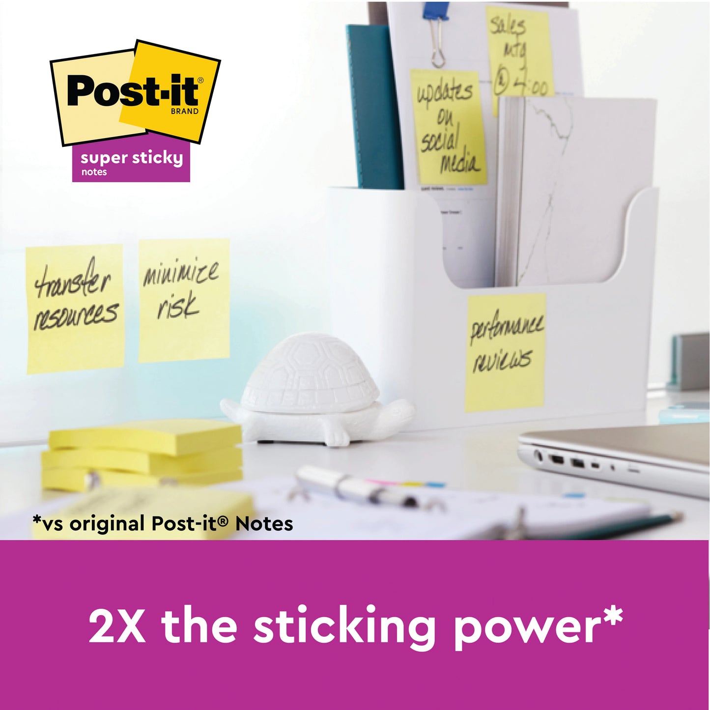Post-it Super Sticky 76x76mm 90 Sheets Canary Yellow (Pack of 12) 654-SSCY-P8+4
