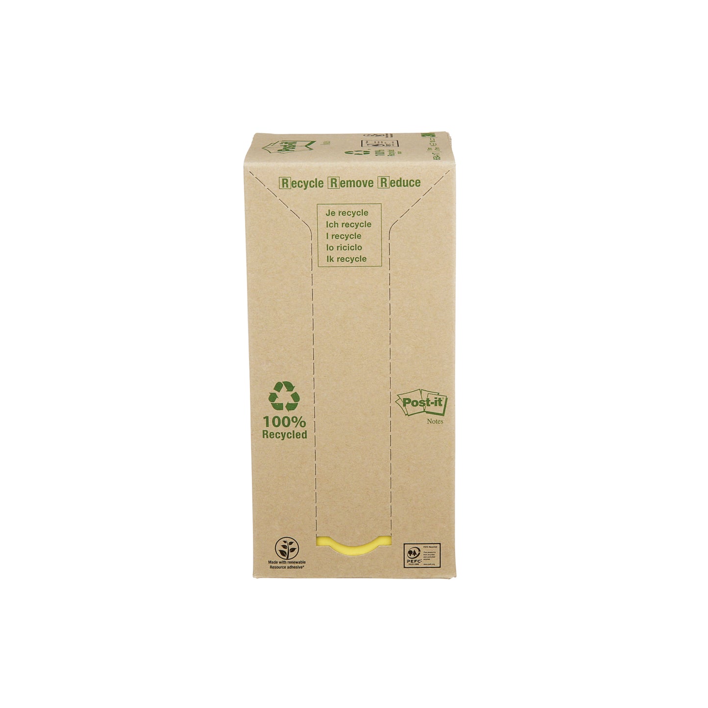 Post-it Notes Recycled Tower 76x76mm Canary Yellow (Pack of 16) 654-1T