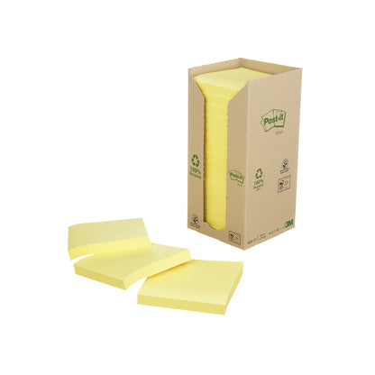 Post-it Notes Recycled Tower 76x76mm Canary Yellow (Pack of 16) 654-1T