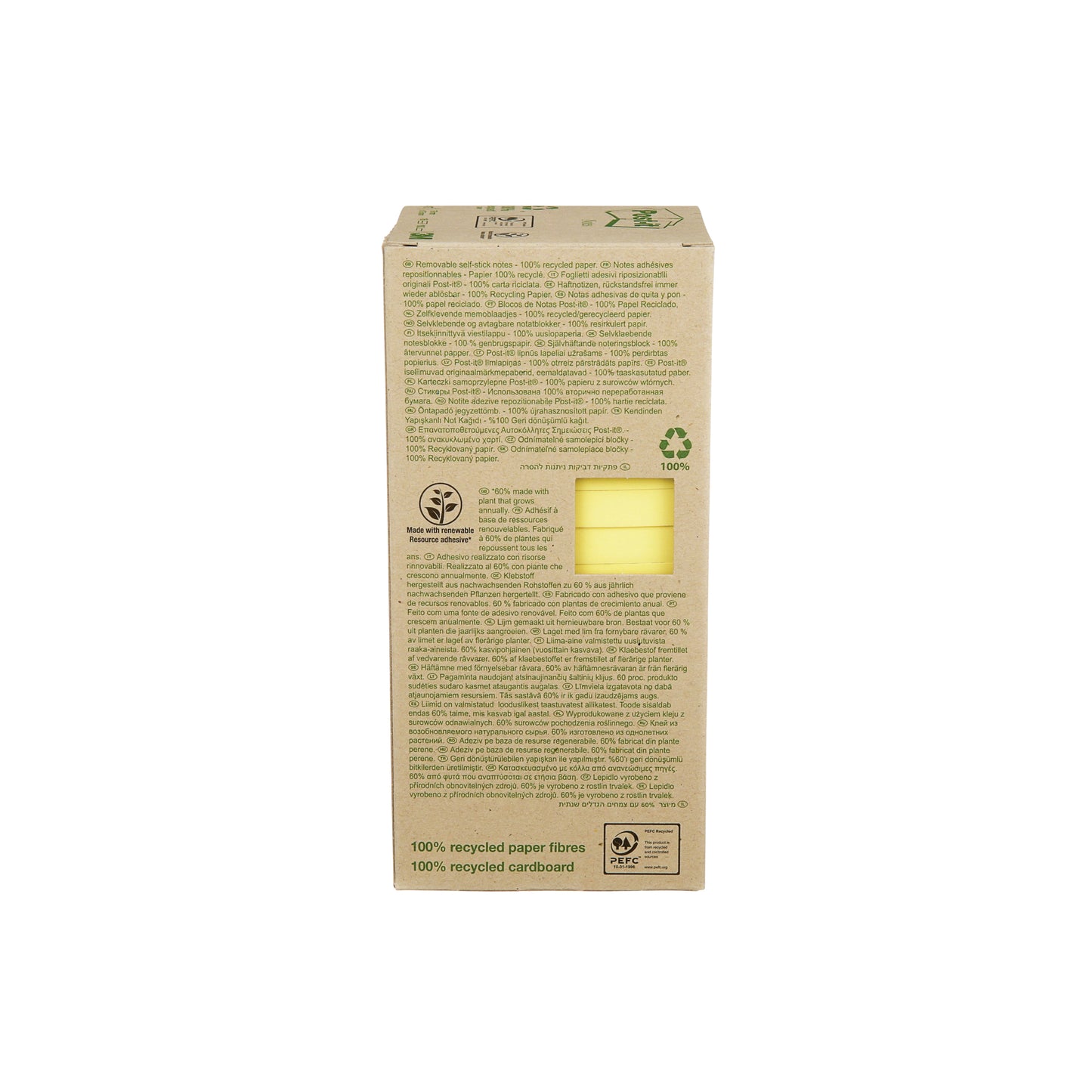 Post-it Notes Recycled Tower 76x76mm Canary Yellow (Pack of 16) 654-1T