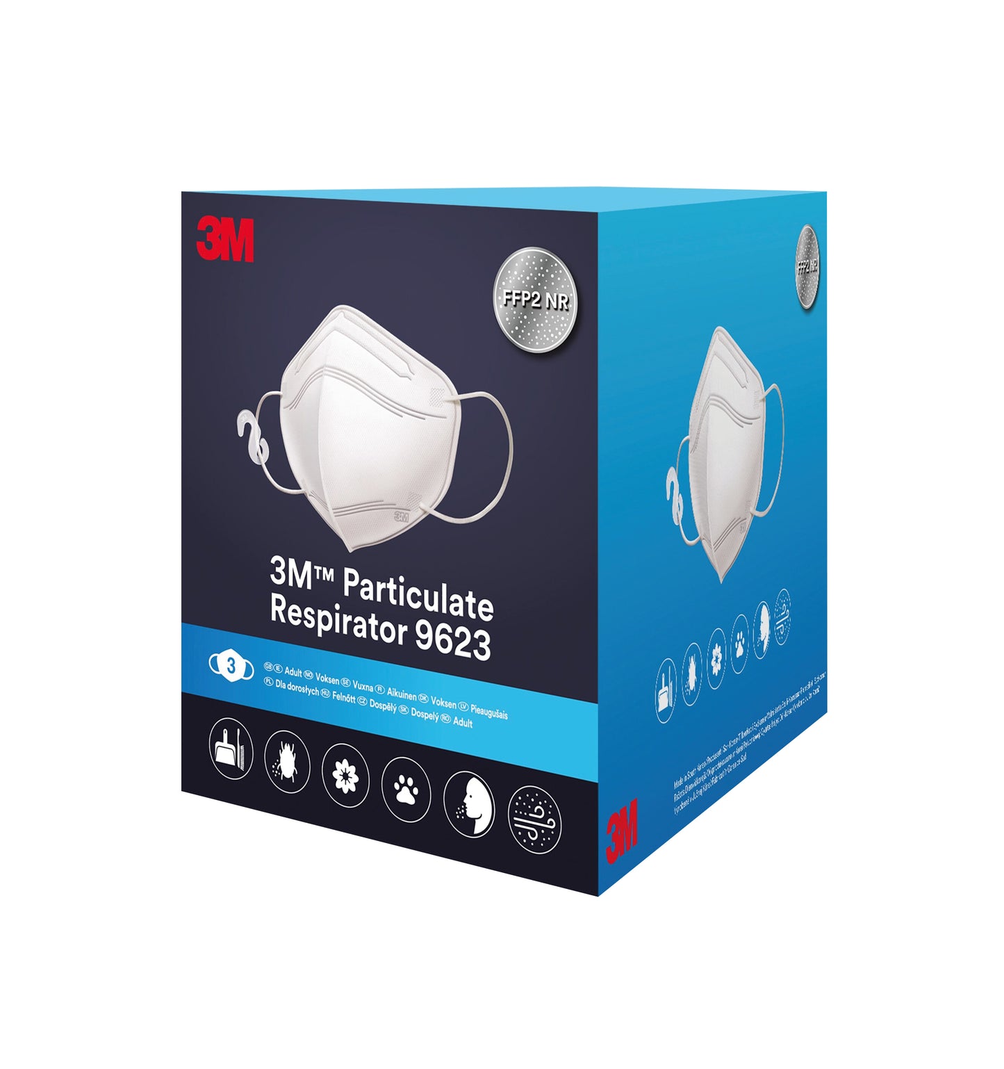 3M FFP2 NR Particulate Respirator Vertical Fold Flat (Pack of 3) 9623
