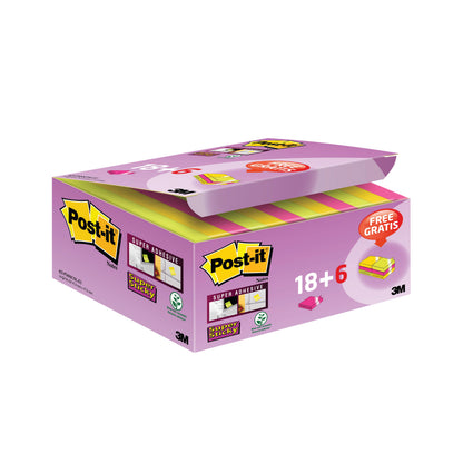 Post-it Super Sticky 47.6x 7.6mm Assorted (Pack of 24) 622- P24SSCOL