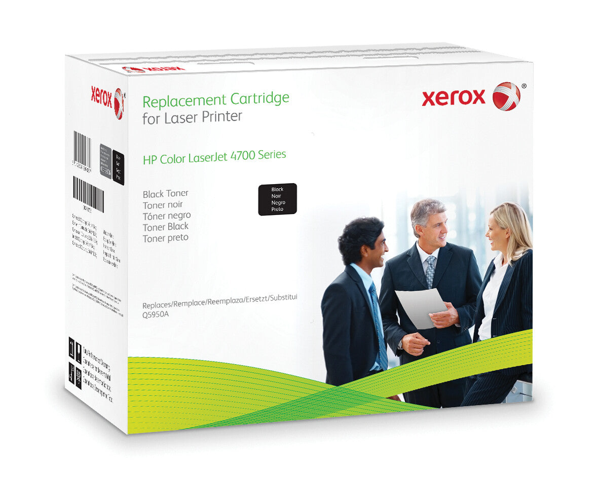 Xerox Black toner cartridge. Equivalent to HP Q5950A. Compatible with HP Colour LaserJet 4700