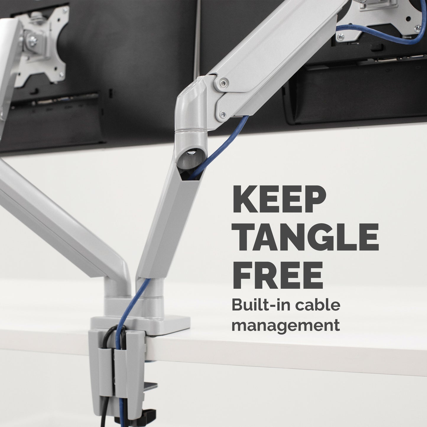 Fellowes Platinum Series Dual Monitor Arm - Monitor Mount for Two 8KG 40 Inch Screens - Adjustable Dual Monitor Desk Mount - Tilt 45° Pan 180ᵒ Swivel 360ᵒ Rotation 360ᵒ, VESA 75 x 75/100 x 100 - Silver