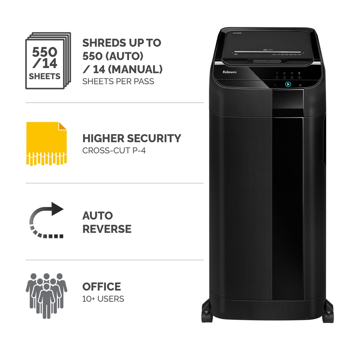 Fellowes AutoMax 550C paper shredder Cross shredding 60 dB 23 cm Black