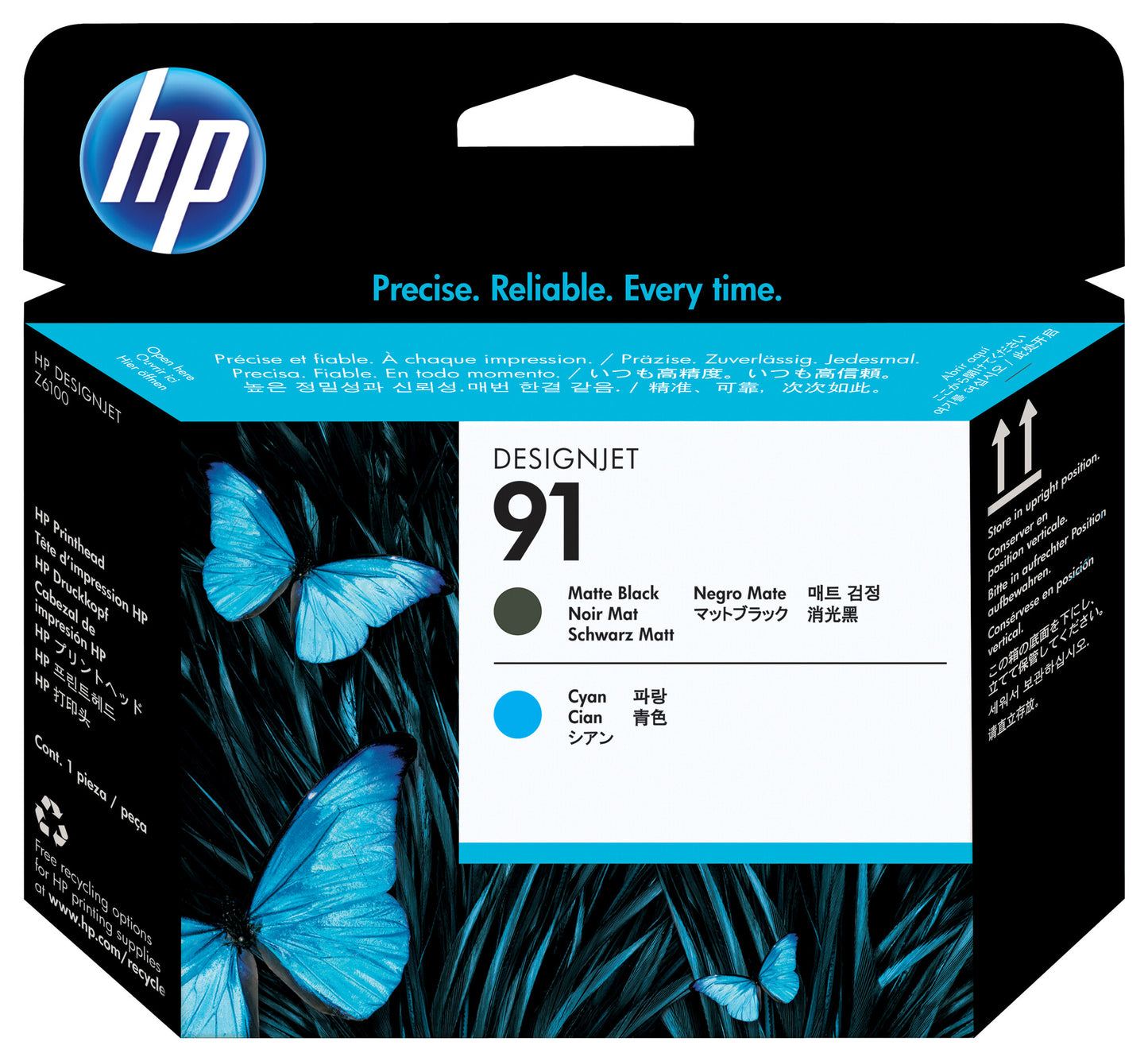 HP 91 Matte Black and Cyan DesignJet Printhead