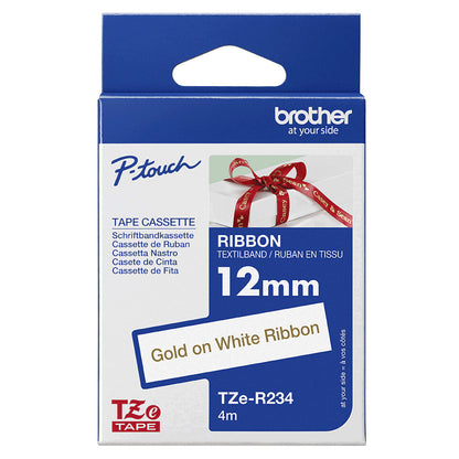 Brother TZE-R234 label-making tape Gold on white