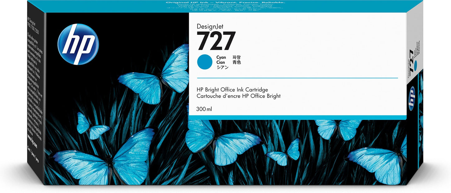 HP 727 300-ml Cyan DesignJet Ink Cartridge