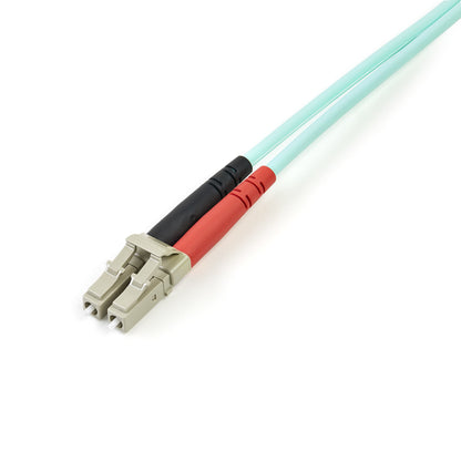 StarTech.com Aqua OM4 Duplex Multimode Fiber Optic Cable - 100 Gb - 50/125 - LSZH - LC/LC - 3 m (10 ft.)~3m (10ft) LC/UPC to LC/UPC OM4 Multimode Fiber Optic Cable, 50/125µm LOMMF/VCSEL Zipcord Fiber, 100G Networks, Low Insertion Loss, LSZH Fiber Patch Co